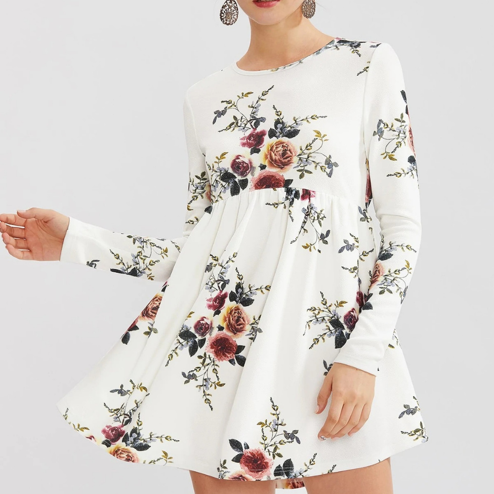 Flower Print Smock Dress